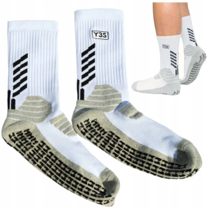 SKARPETY PIŁKARSKIE ANTYPOŚLIZGOWE SPORTOWE BIAŁE Y3S